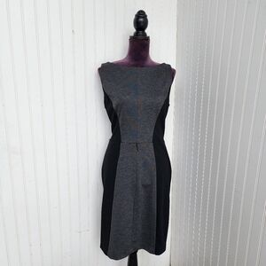 Chaps Colorblock Sheath Dress Stetch Black Gray Poly Rayon Elastane Zip Sz 12
